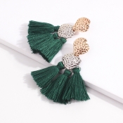 Lovely Fashion Tassel Metal Green Earring