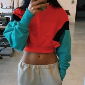 Lovely Trendy Patchwork Red Hoodies