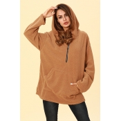 Lovely Casual Hooded Collar Light Tan Hoodies
