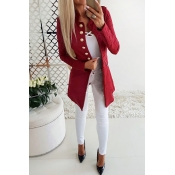 Lovely Temperament Buttons Decorative Red Coat