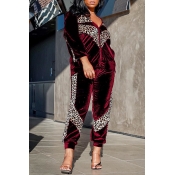 Lovely Trendy Leopard Red Two-piece Pants Set