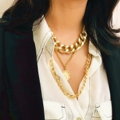 Lovely Punk Layered Gold Metal Necklace
