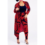 Lovely Casual Printed Red Blending Two-piece Pants