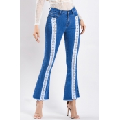 Lovely Trendy Patchwork Blue Jeans