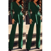 Lovely Casual Patchwork Green Blending One-piece J