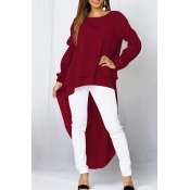 Lovely Casual Asymmetrical Wine Red Twilled Satin 