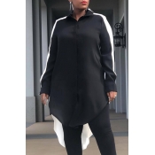 Lovely Chic Patchwork Black Knitting Blouses