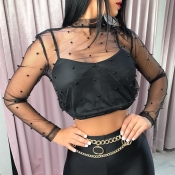 Lovely Sexy See-through Black Gauze Blouses