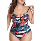 Lovely Chic Floral Printed Multicolor One-piece Sw