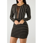 Lovely Trendy Striped Black Mini Dress