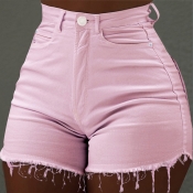 Lovely Trendy Skinny Pink Denim Shorts