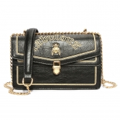 Lovely Trendy Metal Chain Strap Black Crossbody Ba