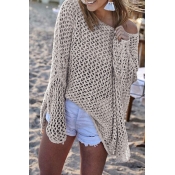 Lovely Casual Hollowed-out Apricot Knitting CoverU