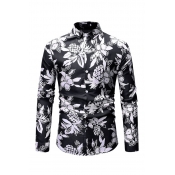 Lovely Casual Floral Printed Black Cotton Shirts