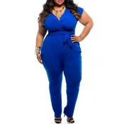 Lovely Casual Lack-up Blue One-piece Jumpsuit
