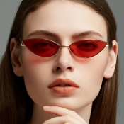 Lovely Chic Cat s Eye Frame Design Red Metal Sungl