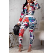 Lovely Casual Printed Multicolor Two-piece Pants S