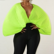Lovely Casual Batwing Sleeve Loose Green Chiffon B