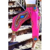Lovely Ethnic Printed Harlan Rose Red Pants