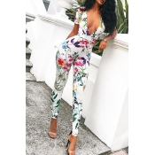 Lovely Bohemian Printed White One-piece Jumpsuit
