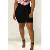 Lovely Casual Buttons Black PU Mini Skirts