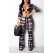 Lovely Casual Printed Black And White Two-piece Pa