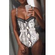 Lovely Trendy Snakeskin Printed One-piece Swimwear