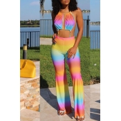 Lovely Sexy Backless Printed Multicolor One-piece 