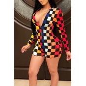 Lovely Casual Grid Printed Multicolor One-piece Ro