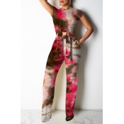 Lovely Leisure Tie-dye Red Two-piece Pants Set