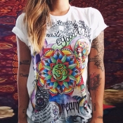 Lovely Casual Printed White T-shirt