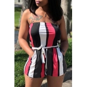 Lovely Casual Off The Shoulder Striped One-piece R