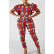 Lovely Bohemian Flounce Design Multicolor One-piec