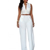 Lovely Casual Loose White One-piece Jumpsuit(With 