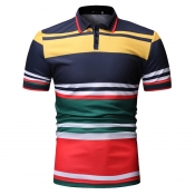 Lovely Casual Striped Navy Polo Shirts