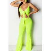 Lovely Sexy Hollow-out Green One-piece Jumpsuit(Wi