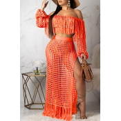 Lovely Sexy Hollow-out Tassel Design Orange Two-pi