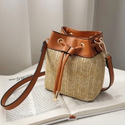Lovely Casual Weaving Design Brown Crossbody Bag