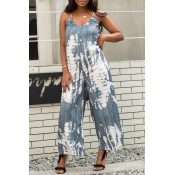 Lovely Casual Printed Grey Loose One-piece Jumpsui
