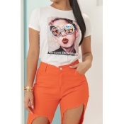 Lovely [Presale]Casual O Neck Letter Printed White