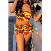 Lovely Casual Camouflage Printed Two-piece Shorts 
