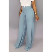 Lovely Casual High Waist Baby Blue Pants