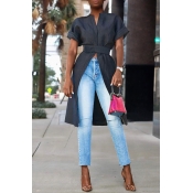 Lovely Stylish Split Black Blouse