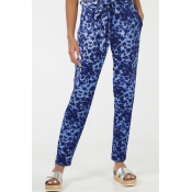 Lovely Casual Leopard Printed Blue Pants