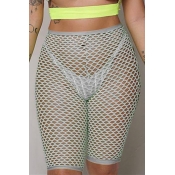 Lovely Sexy High Waist Hollow-out Grey Shorts(With