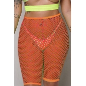 Lovely Sexy High Waist Hollow-out Orange Shorts(Wi