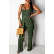 Lovely Casual U Neck Green One-piece Jumpsuit