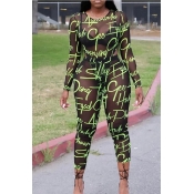 Lovely Sexy Letter Printed See-through Green Two--