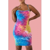 Lovely Sexy Printed Spaghetti Straps Backless Mult