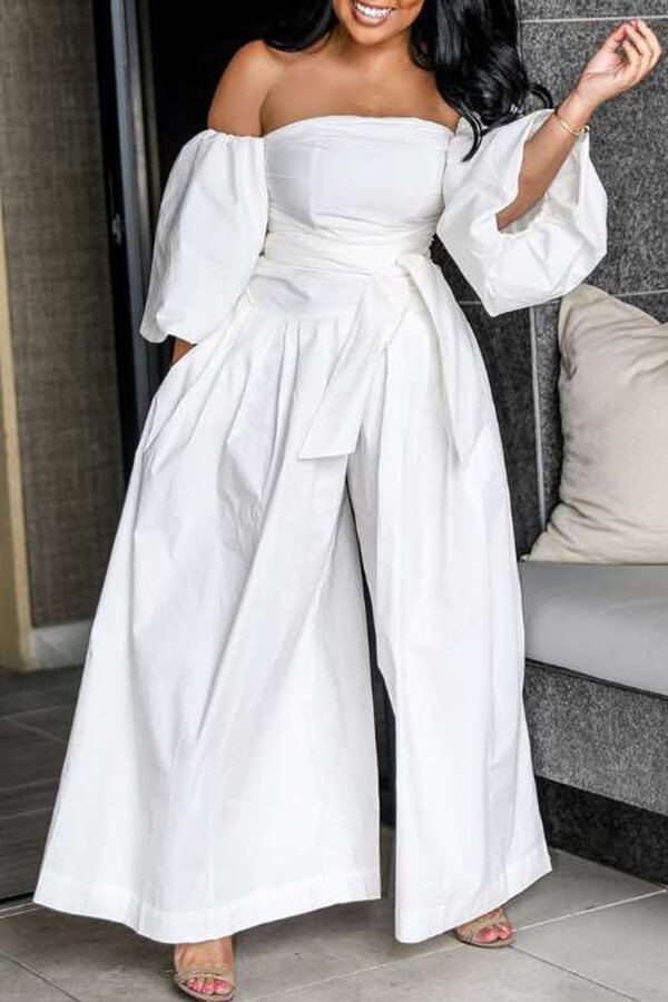 Lovely Stylish Off The Shoulder White One-piece Jumpsuit